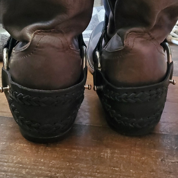 Freebird By Steven OG Tumber Brown Leather Harness Women's Riding Boots 7 Stone - Picture 9 of 11